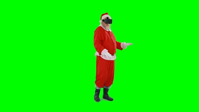 使用虚拟眼镜的圣诞老人