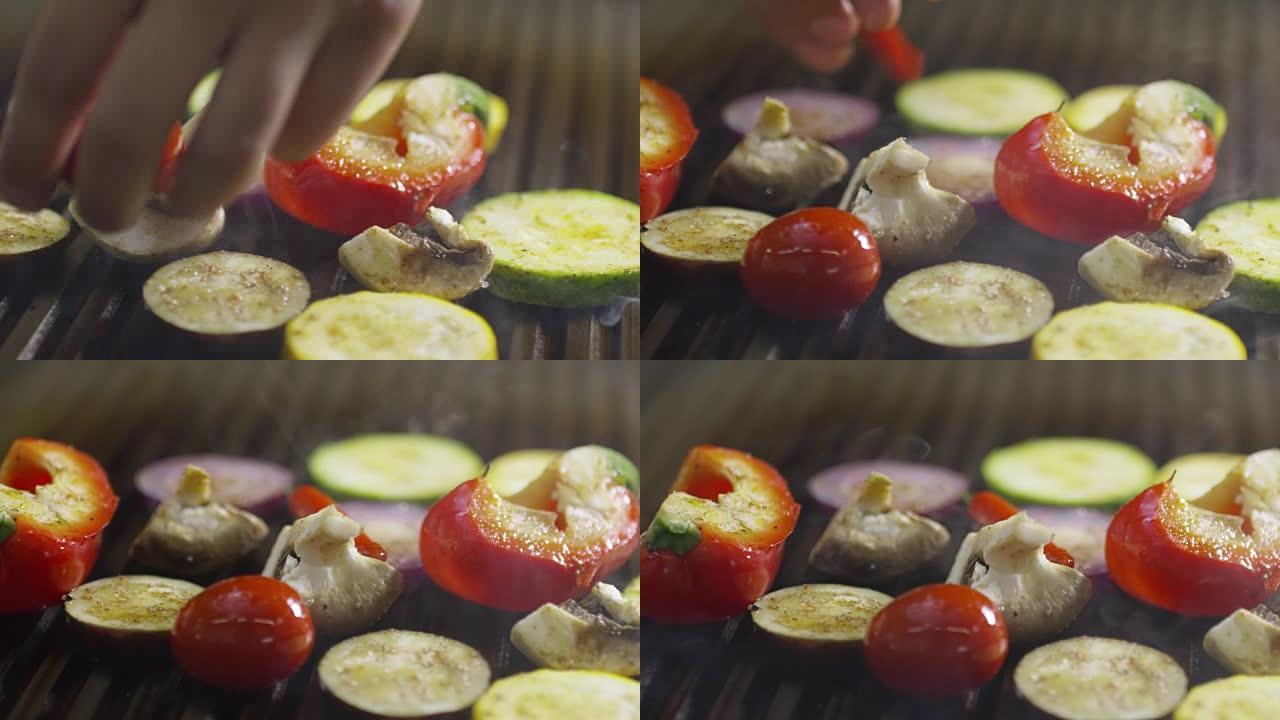 烧烤蔬菜烹饪美食蘑菇制作