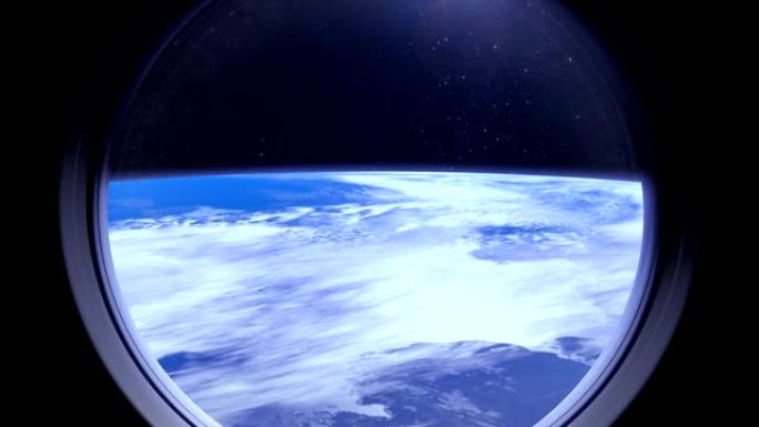 通过国际空间站的窗户可以看到地球。Timelaps，空间，地球，轨道，国际空间站，美国宇航局
