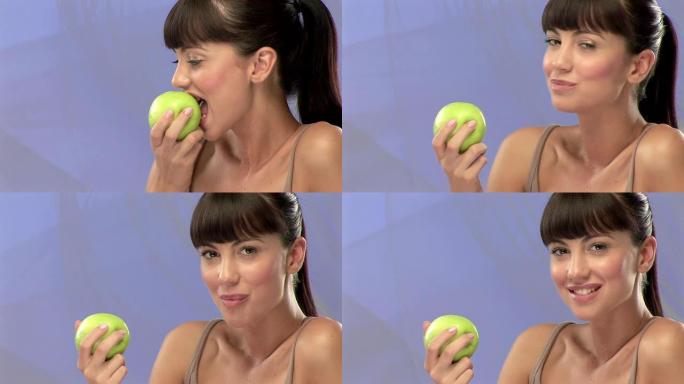 拿着苹果的女人拿着苹果的女人外国人笑脸笑