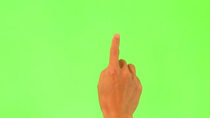 人类手触摸绿色屏幕