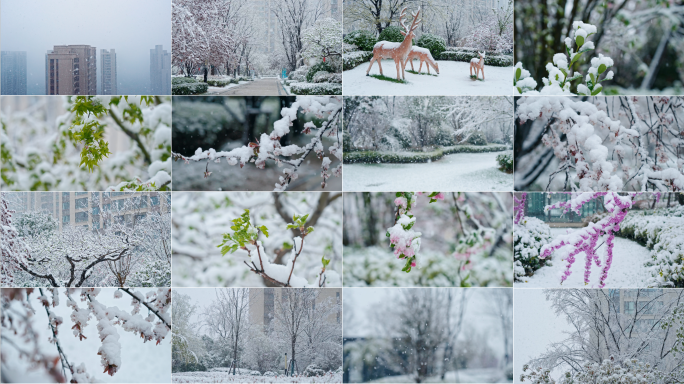 【4K】冬日雪景城市下雪唯美空镜头