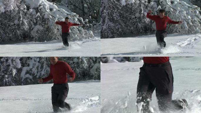 高清: 在雪地里奔跑