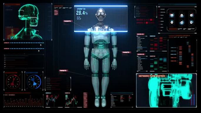 在数字接口中扫描3D机器人主体。