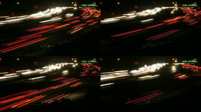 高清视频夜间高速公路交通延时