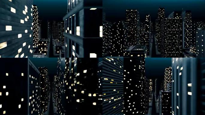 夜市镜头飞行的传播概念动画