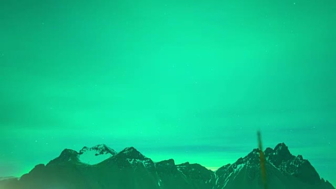 在Stokksnes冰岛的夜空中的北极光 (极光) 或极光
