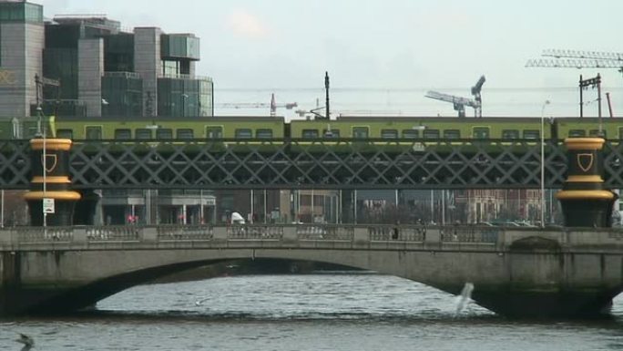 (HD1080i)爱尔兰:都柏林3D河流交通