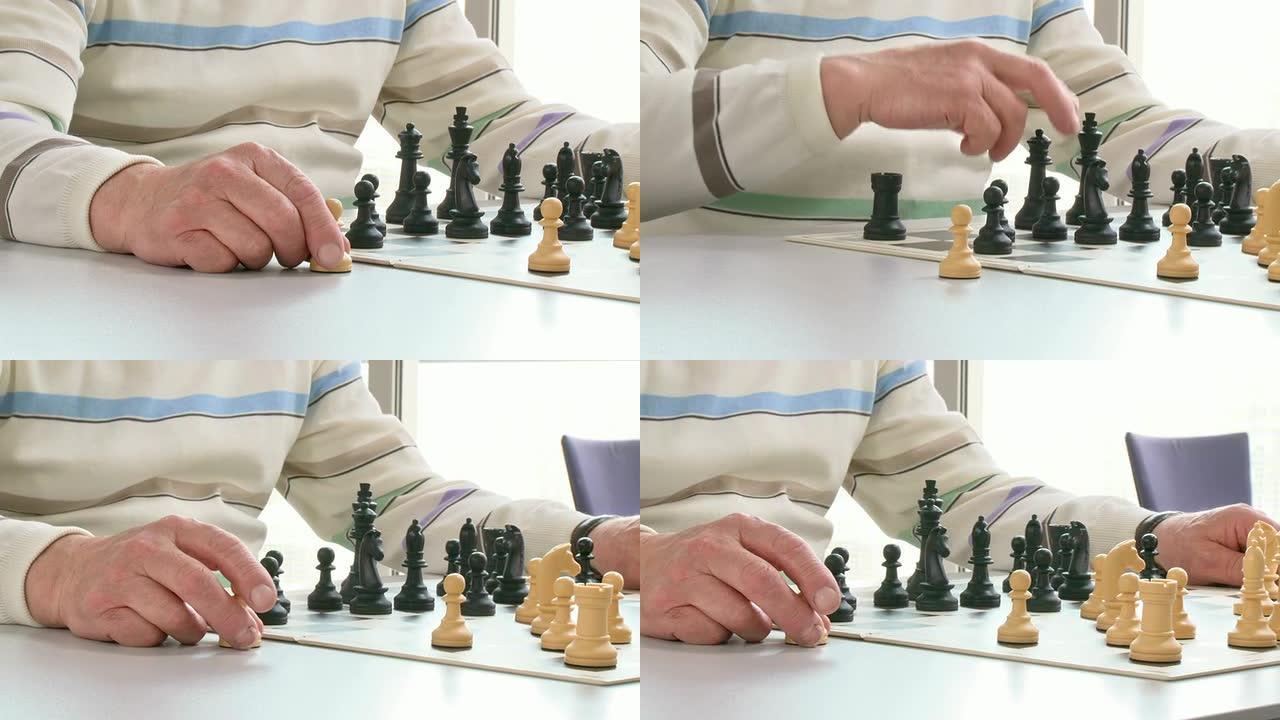 高清: 老人下棋国际象棋
