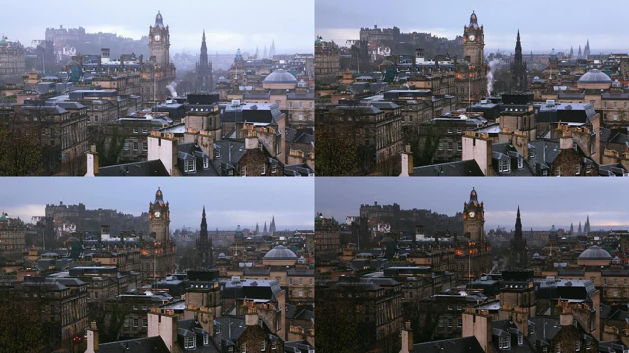 爱丁堡城市景观黄昏时分
