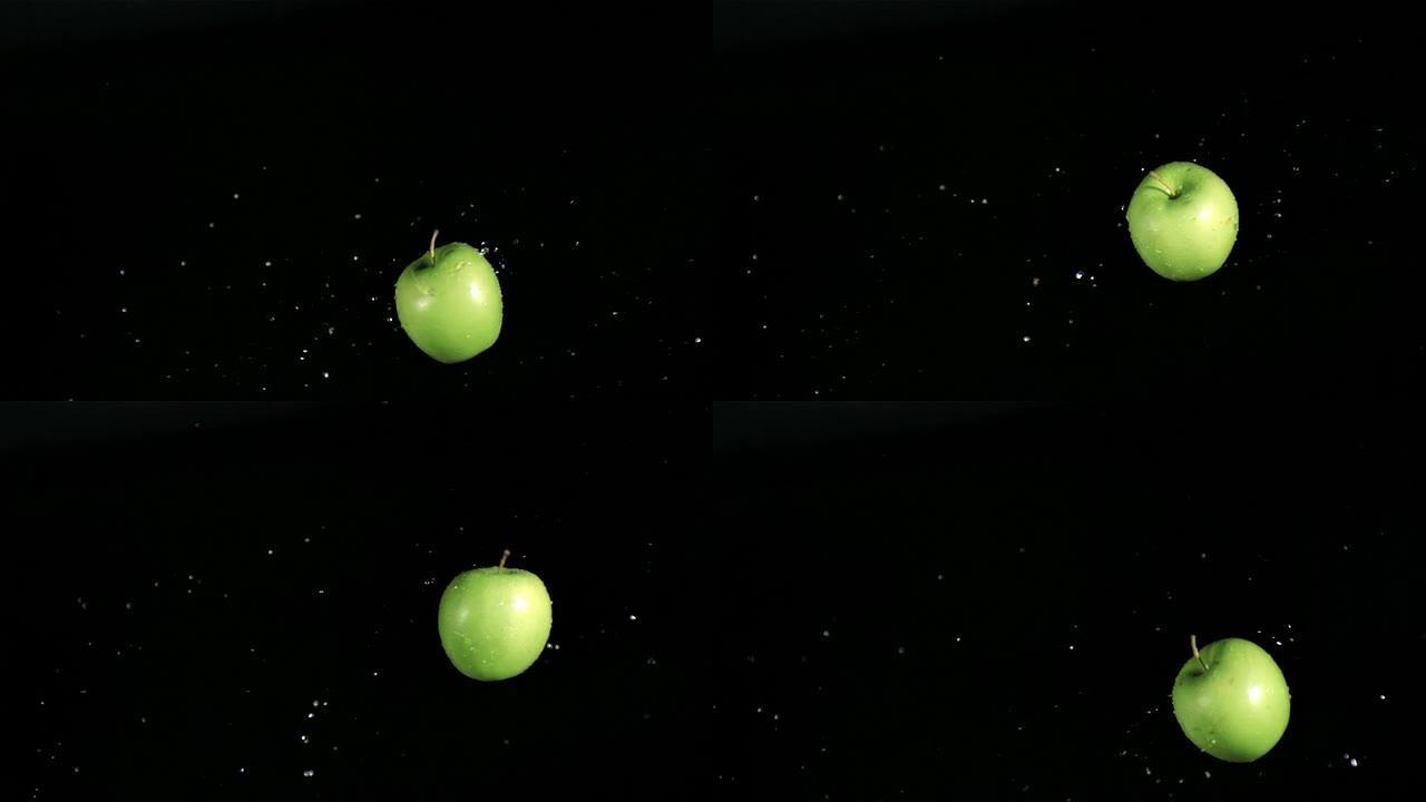苹果以超慢动作旋转