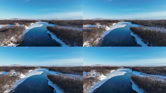 湿地不冻河河开雪景 (2)