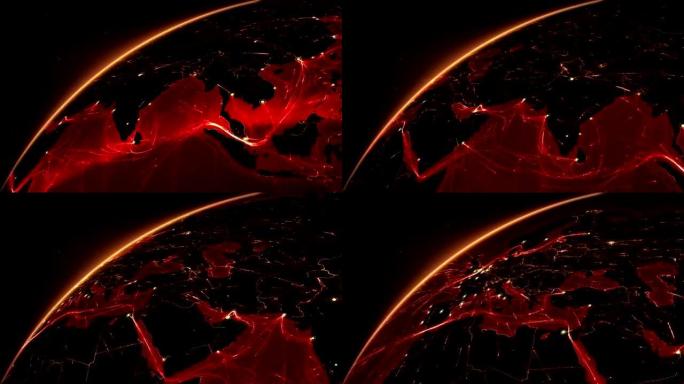 地球连接。亚洲-印度。红色。