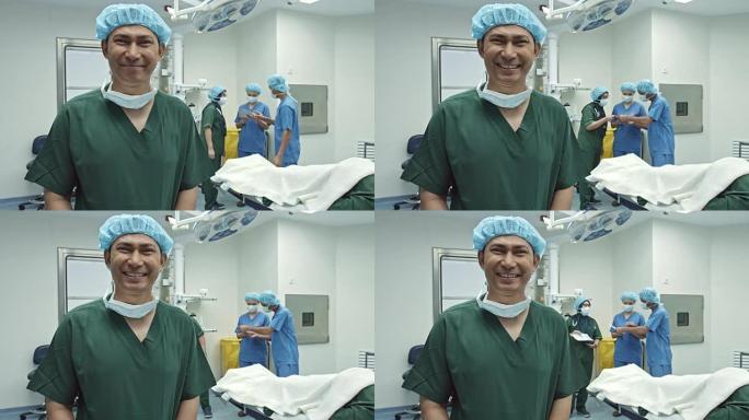 快乐的马来外科医生在手术室
