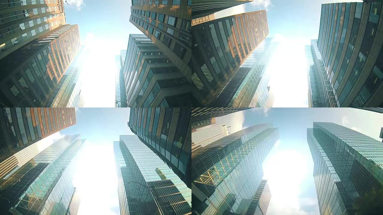 银行区摩天大楼和建筑物。