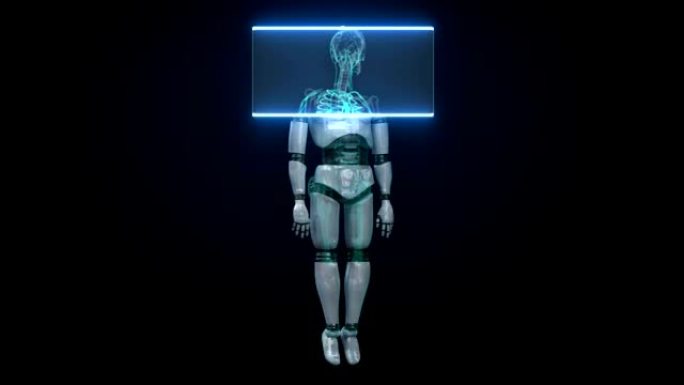 扫描机器人内部的人体骨骼结构。生物技术。