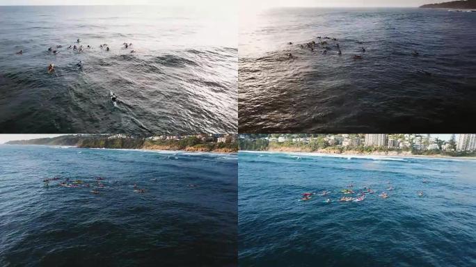 集体冲浪课。澳大利亚海岸