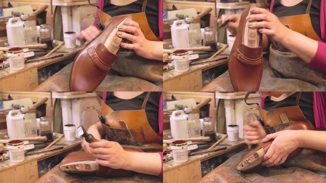定制鞋匠染色和抛光鞋革