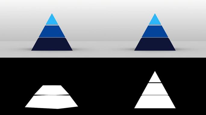 具有三层的3D金字塔形状，矢量信息图 (包括alpha)