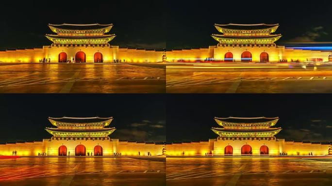 韩国首尔景福宫的4k时间流逝和交通