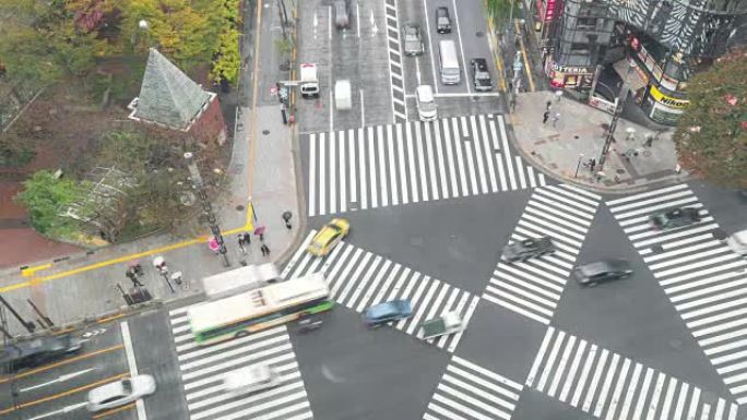 延时: 鸟瞰图行人在银座横穿日本东京