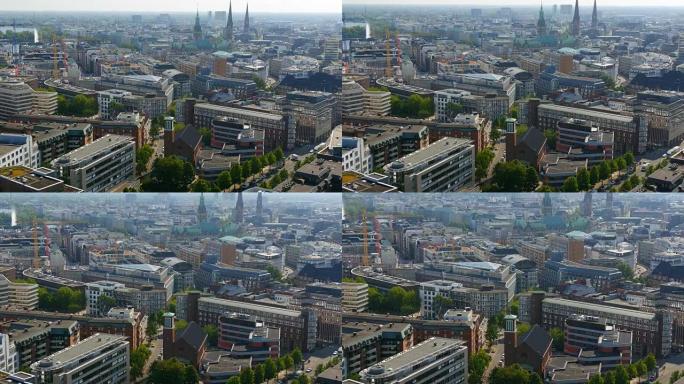 晴天的汉堡市鸟瞰图。德国