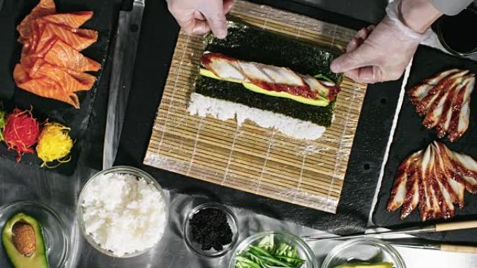 烹饪用鸭肉制作寿司卷