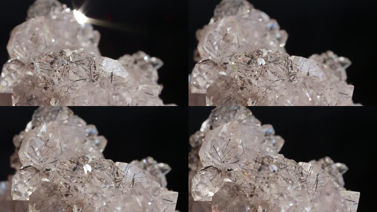 MACRO dop: 近距离拍摄的闪闪发光的冰状赤铁矿宝石。