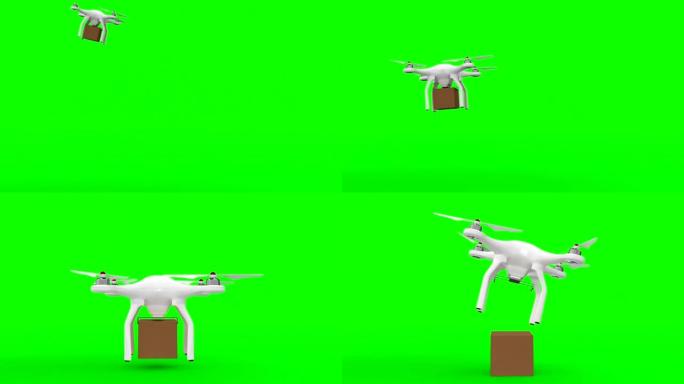 无人机携带纸板箱的数字生成图像