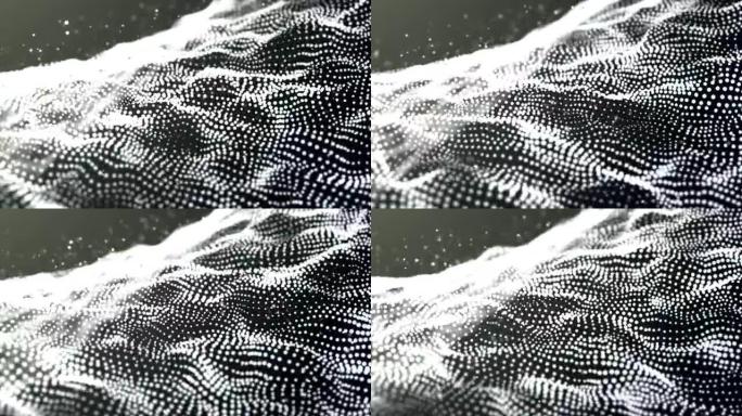4k分辨率未来风格的尘埃粒子抽象波背景，用于商业科学或技术