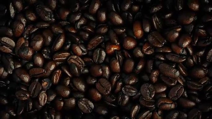烘焙咖啡豆旋转微距拍摄