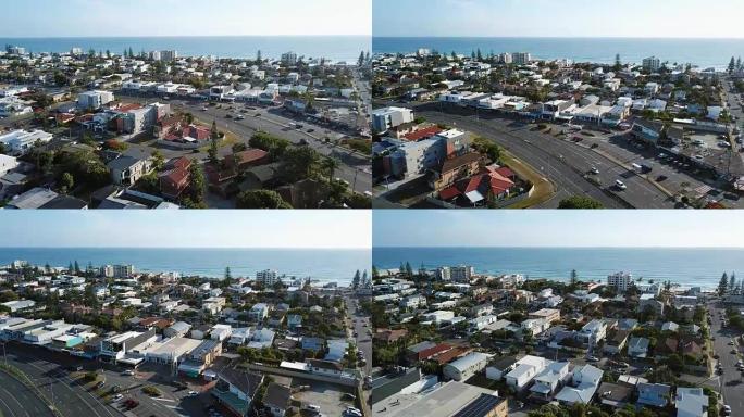 澳大利亚城市的鸟瞰图。海岸线