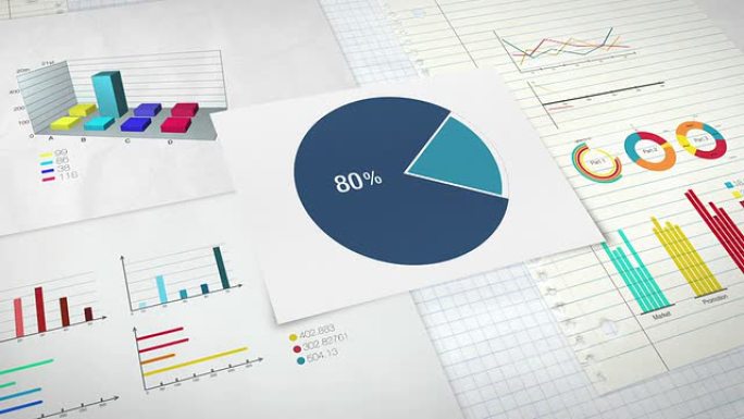 表示用圆形图表示，饼图表示80%