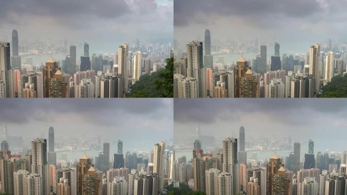 太平山顶的香港景色。平移镜头。