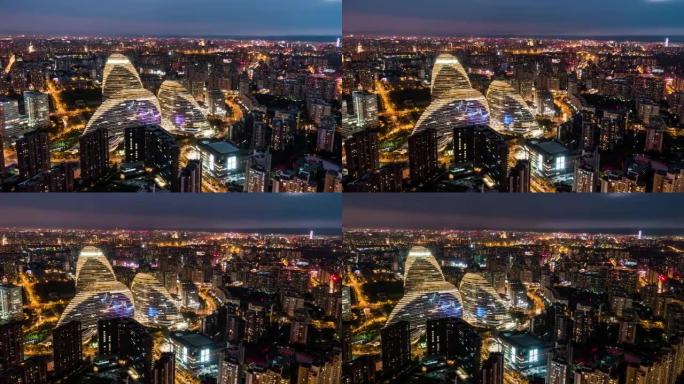 T/L盘夜间北京天际线鸟瞰图