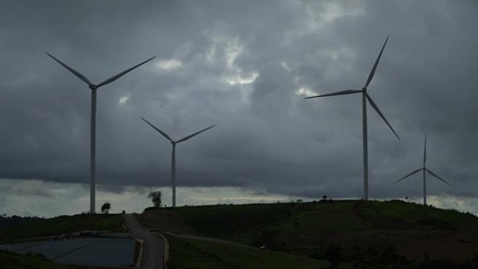 用于替代能源的风力涡轮机农场4k。