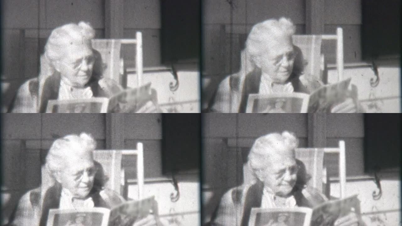 老年妇女阅读杂志1940