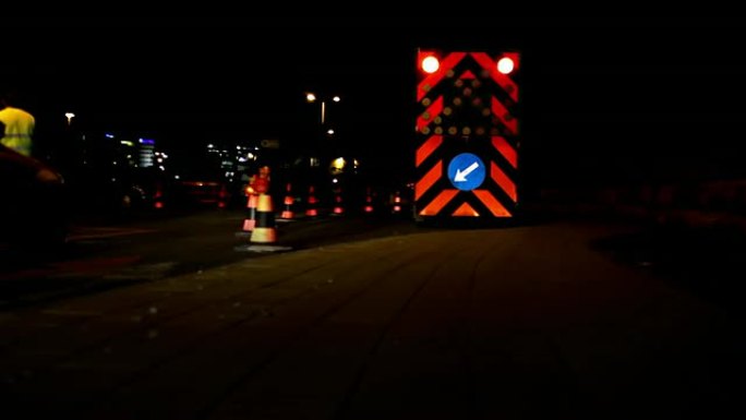 夜间道路工程车流公路夜景汽车