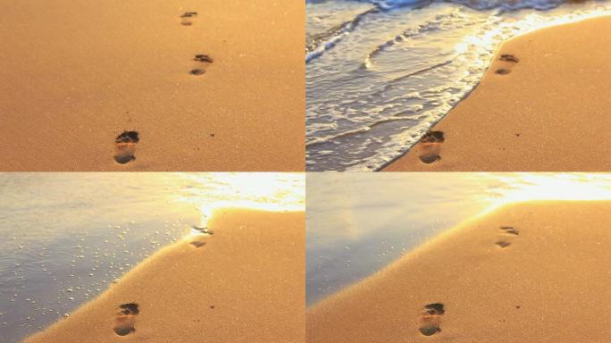 在沙滩上的脚印在沙滩上的脚印