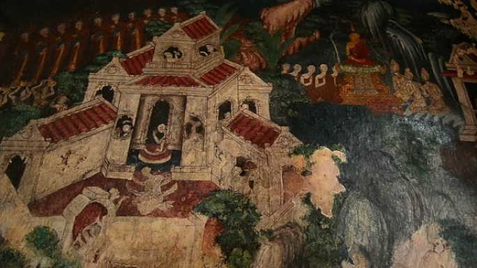 18世纪泰国佛教寺庙内的壁画