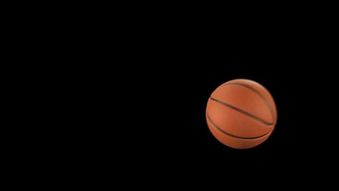 美丽的篮球带照明弹在黑色上慢动作投掷。一套4个视频。飞球的篮球3d动画。4k超高清3840x2160