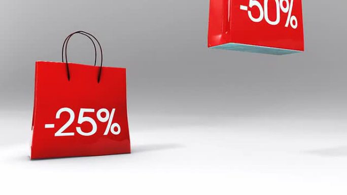 三个购物袋-折扣销售25%50%80%