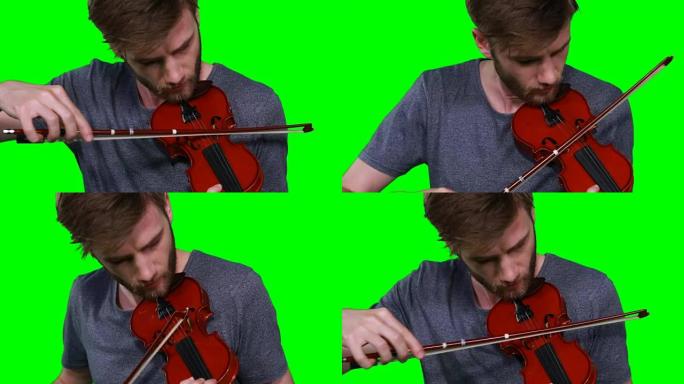 拉小提琴的男音乐家特写