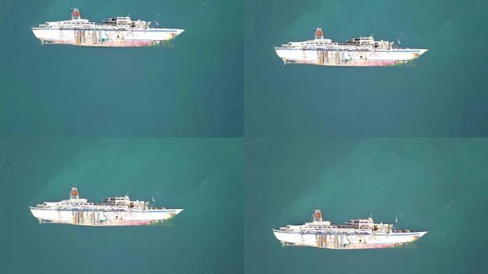 泰国Chon Buri海上失事的无人驾驶飞机的鸟瞰图