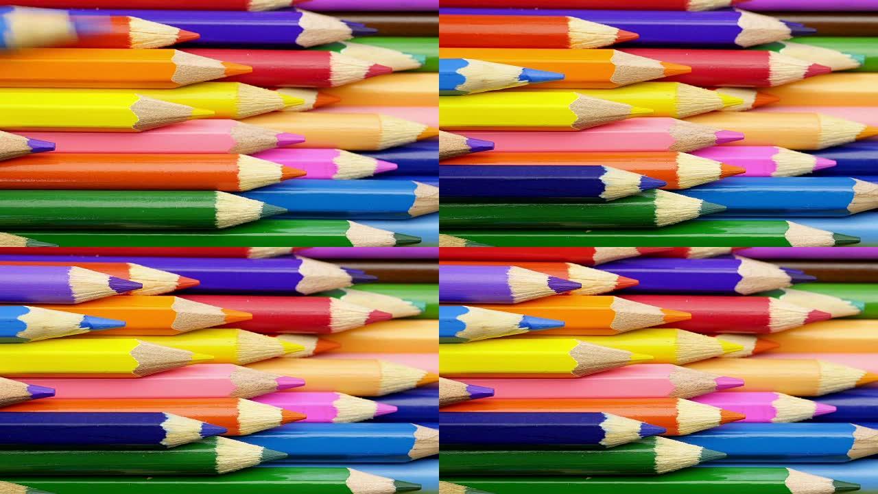 彩色铅笔。特写。