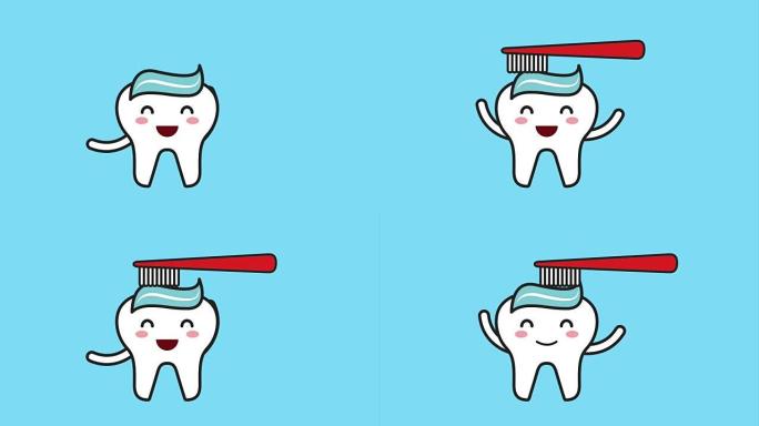 用刷子和牙膏清洁牙齿