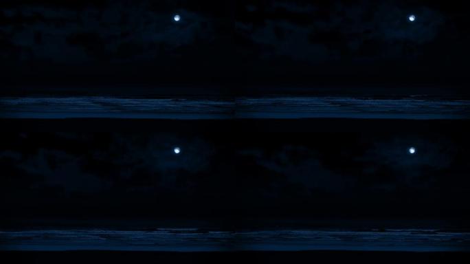 月光下的夜晚海滩