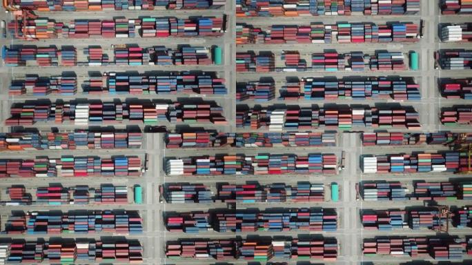 工业港口货柜船的鸟瞰图