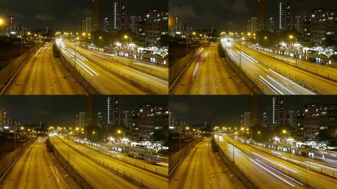 晚上在香港市区的交通，平移时间流逝。