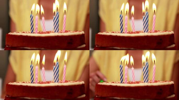生日蛋糕上的六支蜡烛